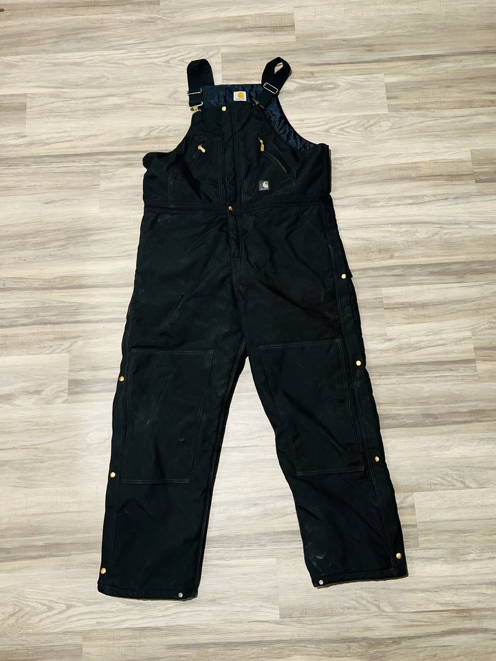 Carhartt R33 BLK Yukon Extremes Arctic Quilt Lined Bib Double Knees Overalls